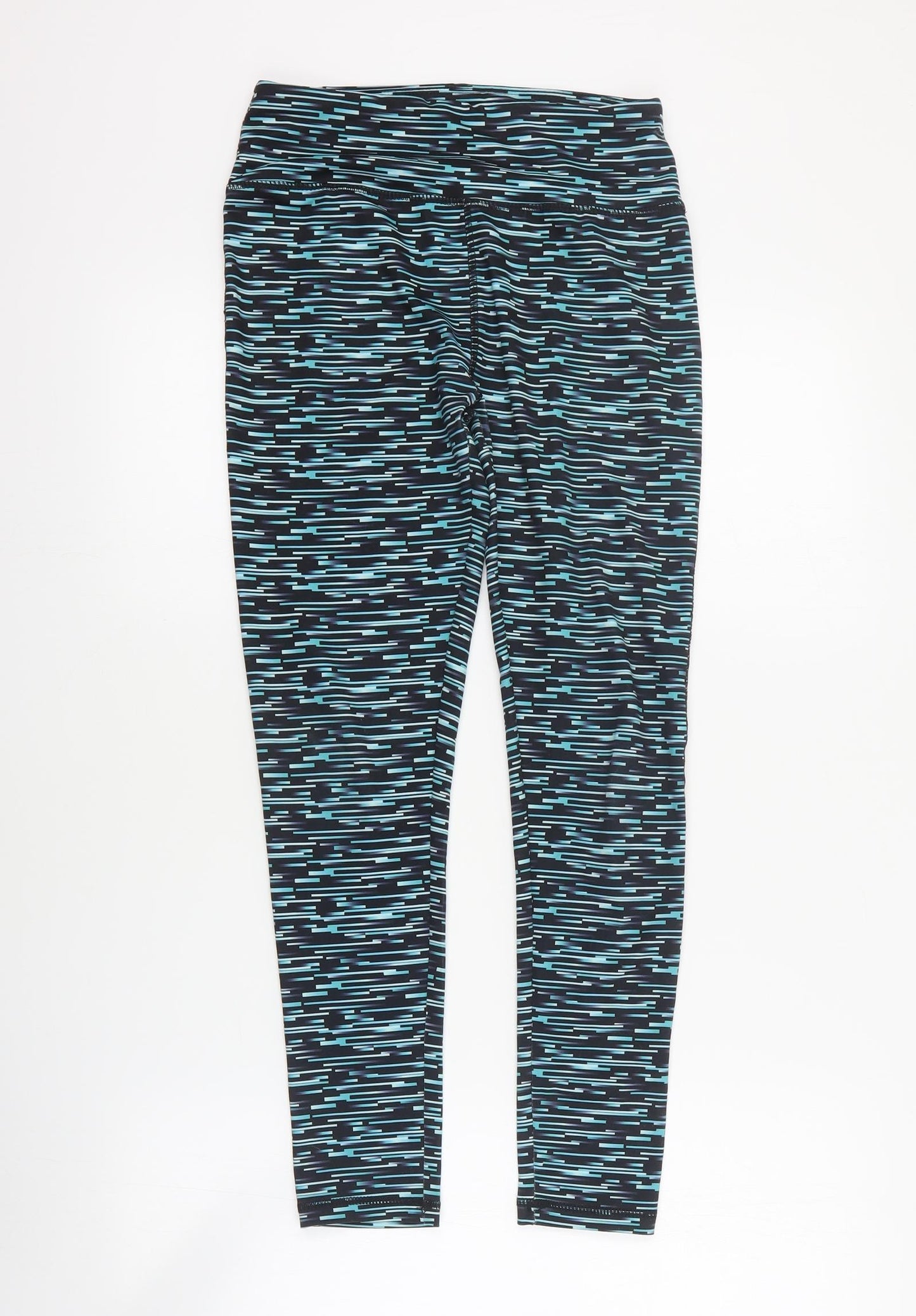 Dunnes Womens Blue Geometric Polyester Cropped Leggings Size S L24 in Regular Pullover