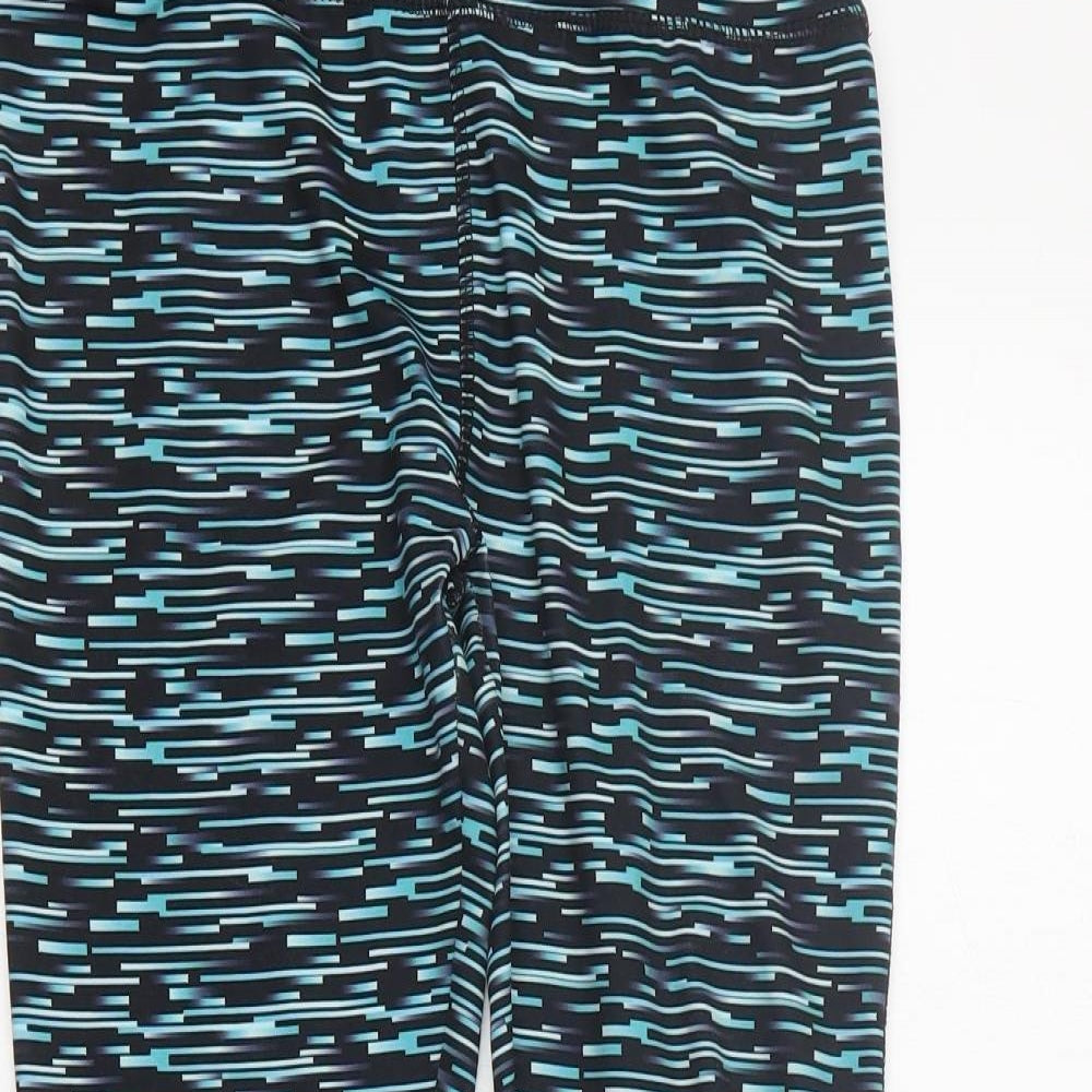 Dunnes Womens Blue Geometric Polyester Cropped Leggings Size S L24 in Regular Pullover