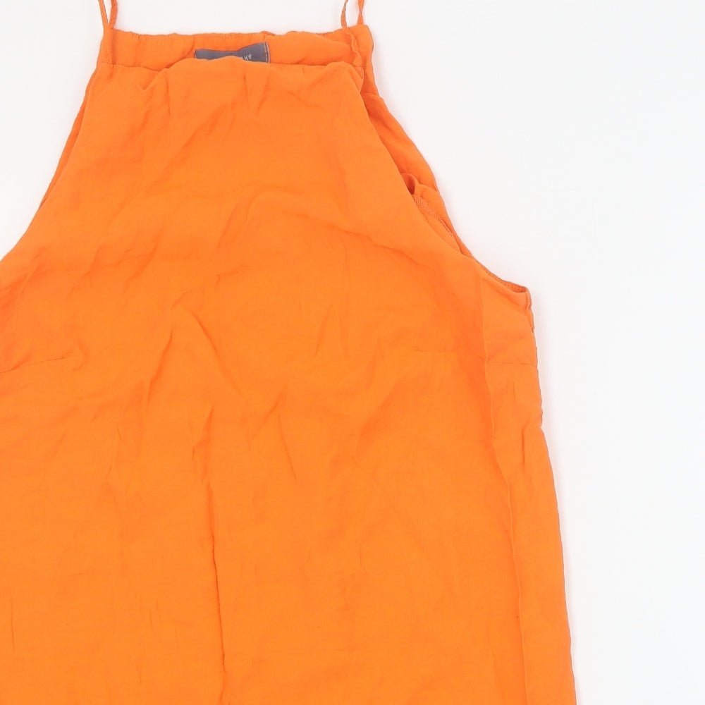 Primark Womens Orange  Viscose Basic Tank Size 10 Mock Neck