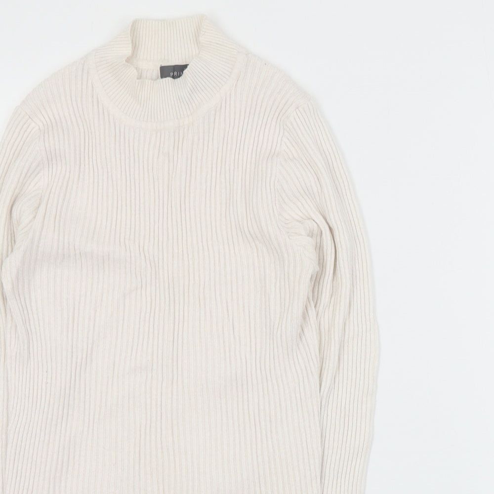 Primark Womens White Round Neck  Viscose Pullover Jumper Size M