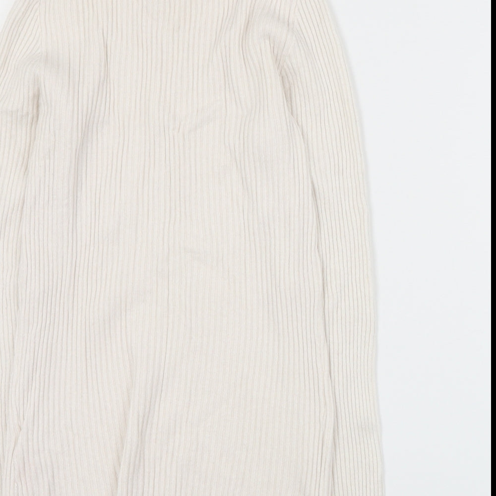 Primark Womens White Round Neck  Viscose Pullover Jumper Size M