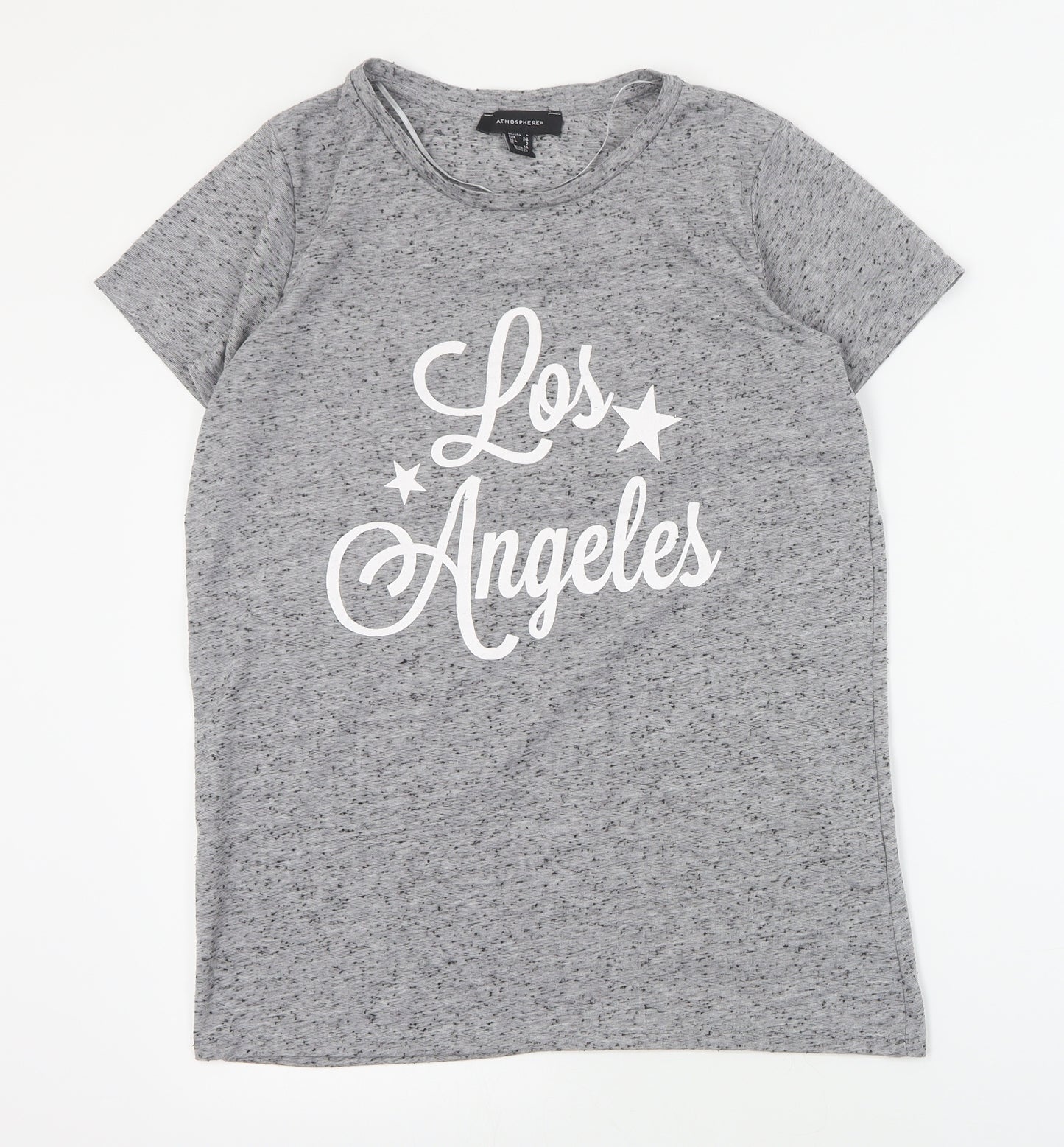 Primark Womens Grey  Polyester Basic T-Shirt Size 6 Round Neck