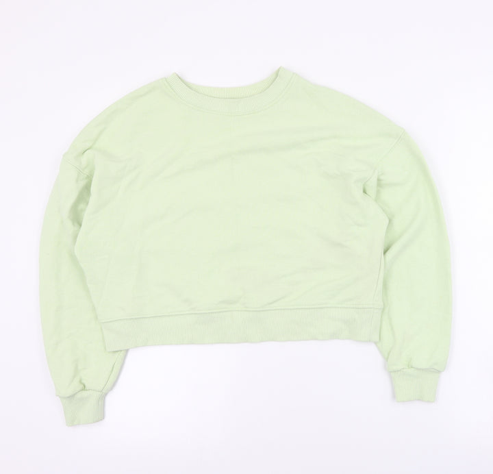 Pull & Bear Womens Green  Polyester Pullover Sweatshirt Size S  Pullover - Cropped