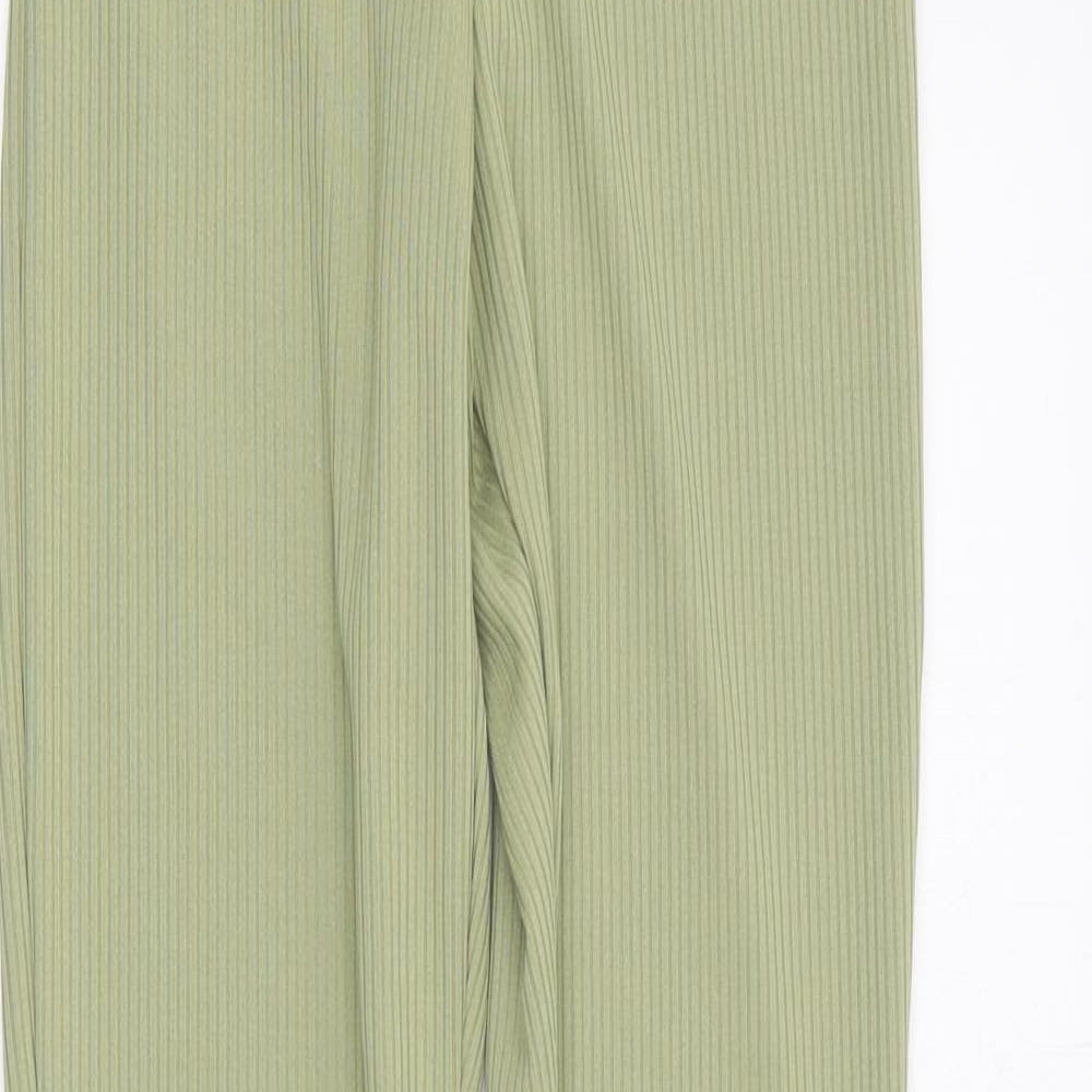 Topshop Womens Green  Polyester Cropped Leggings Size 6 L28 in   - Ribbed