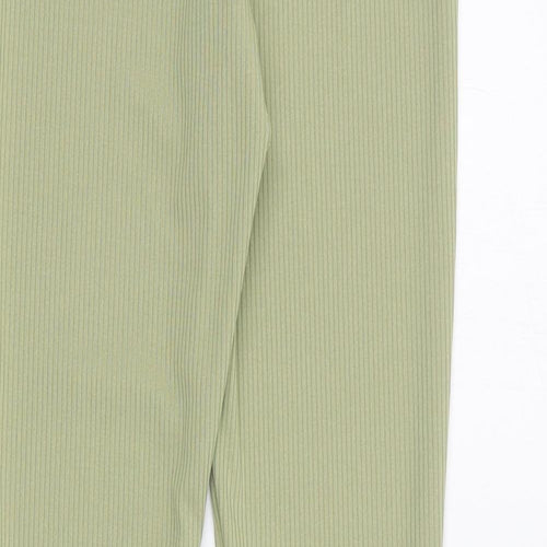 Topshop Womens Green  Polyester Cropped Leggings Size 6 L28 in   - Ribbed