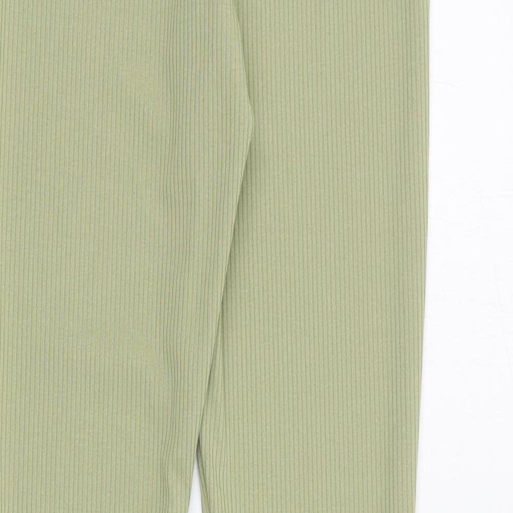 Topshop Womens Green  Polyester Cropped Leggings Size 6 L28 in   - Ribbed