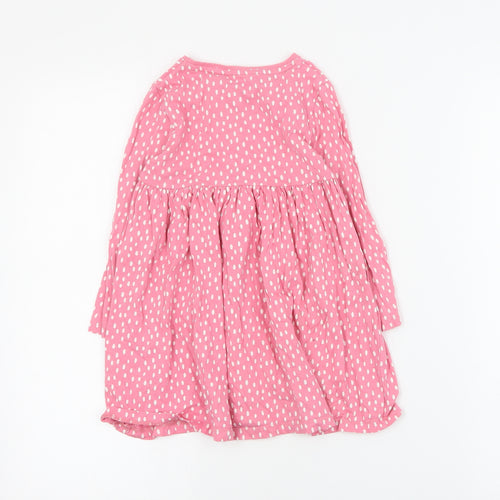 F&F Girls Pink Polka Dot Cotton T-Shirt Dress  Size 3-4 Years  Round Neck Pullover