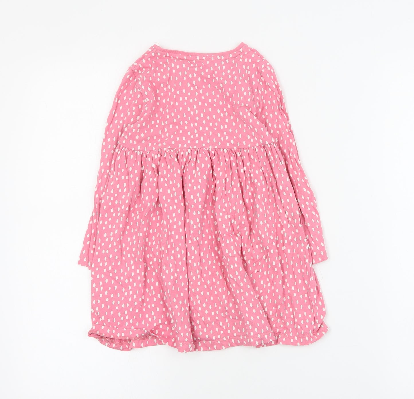F&F Girls Pink Polka Dot Cotton T-Shirt Dress  Size 3-4 Years  Round Neck Pullover