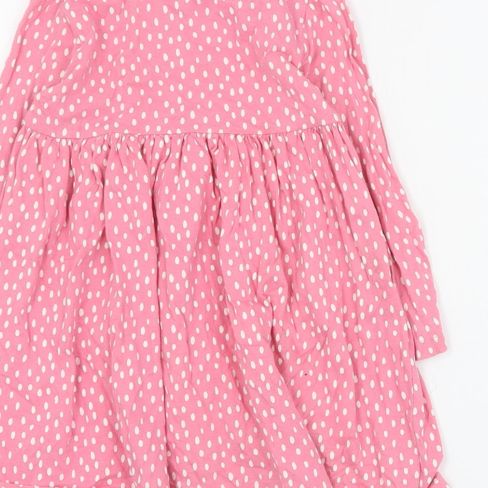 F&F Girls Pink Polka Dot Cotton T-Shirt Dress  Size 3-4 Years  Round Neck Pullover