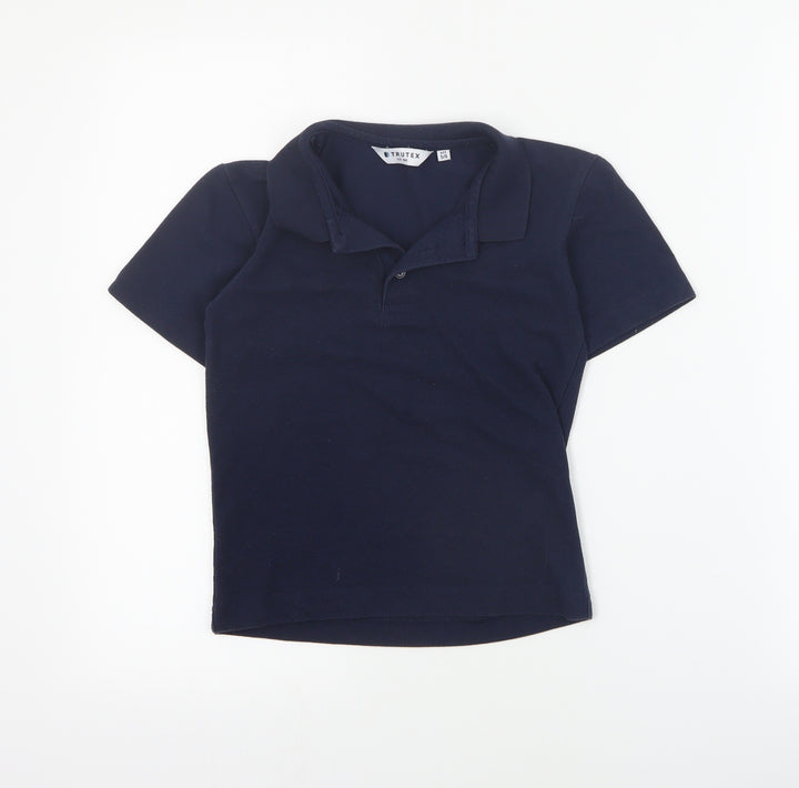 Trutex Boys Blue Polyester Basic Polo Size 5-6 Years Collared Button