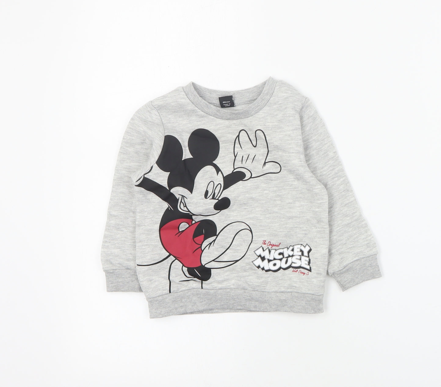 Primark Baby Grey  Cotton Pullover Jumper Size 12-18 Months  Pullover - Mickey Mouse