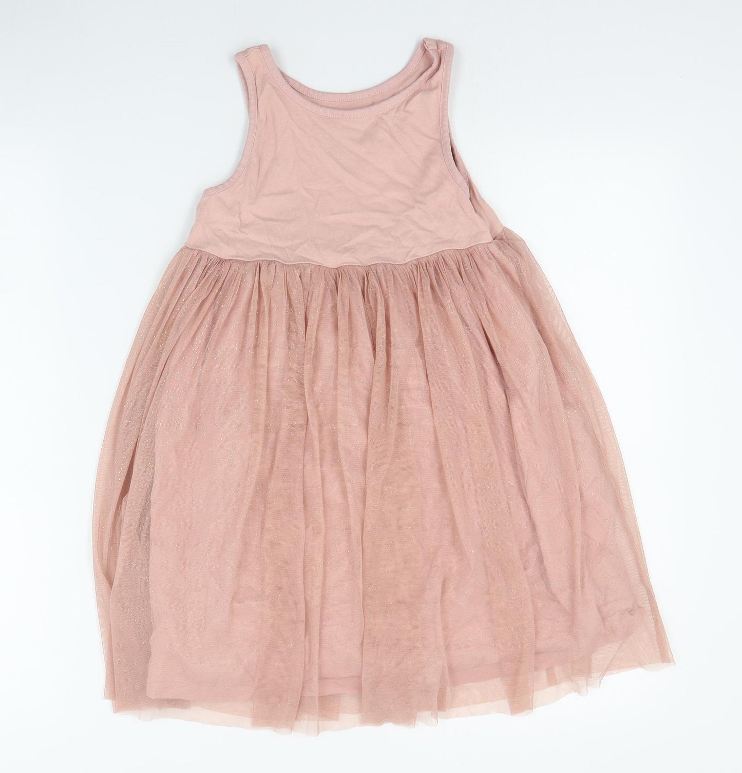 NEXT Girls Pink  Polyester Tutu Dress  Size 7 Years  Round Neck Pullover