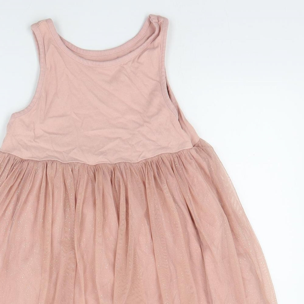 NEXT Girls Pink  Polyester Tutu Dress  Size 7 Years  Round Neck Pullover