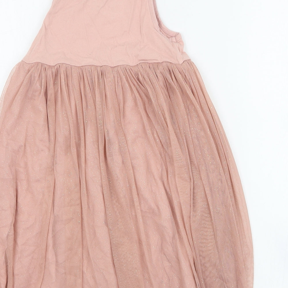 NEXT Girls Pink  Polyester Tutu Dress  Size 7 Years  Round Neck Pullover