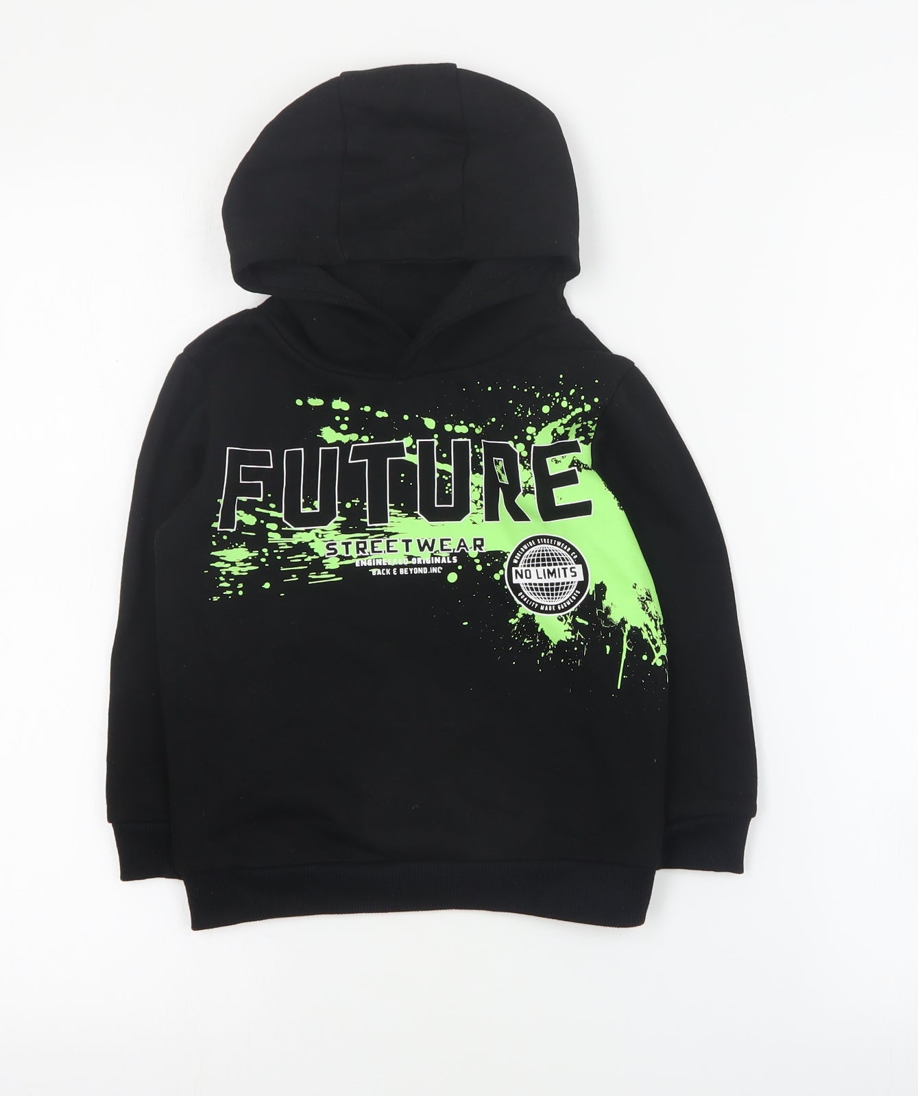 Dunnes Girls Black  Cotton Pullover Hoodie Size 4-5 Years  Pullover