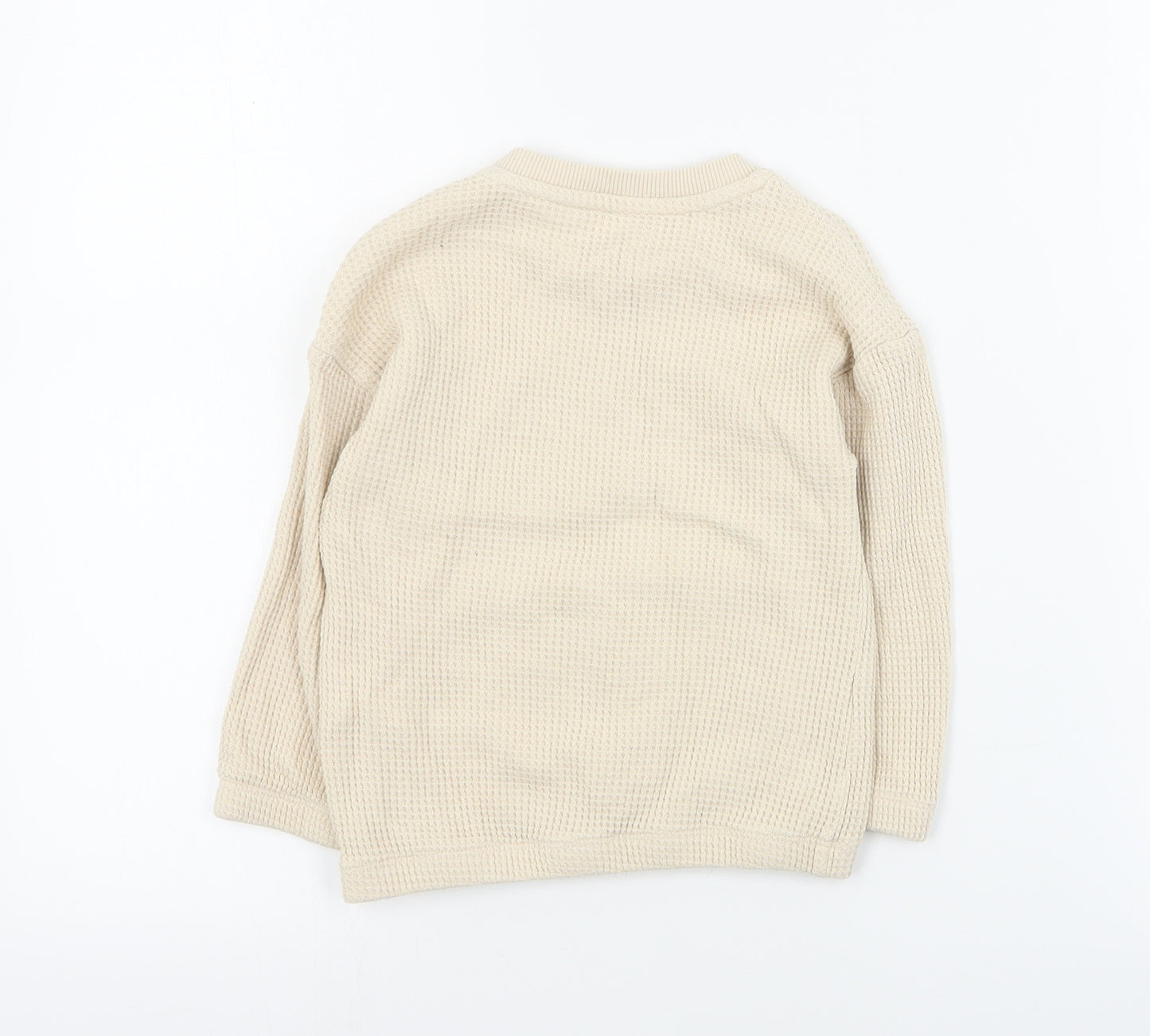 Matalan Boys Beige Crew Neck  Cotton Pullover Jumper Size 2-3 Years  Pullover - Slogan