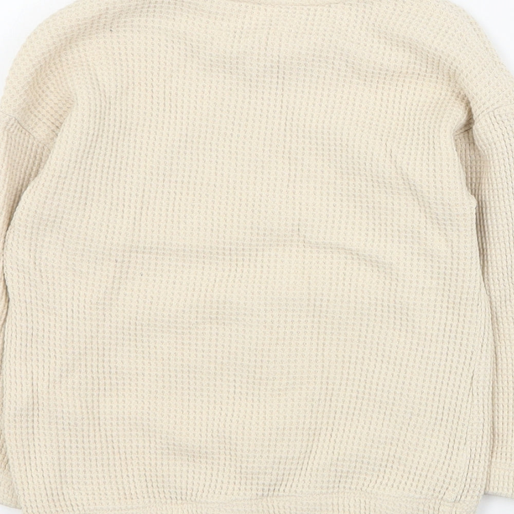 Matalan Boys Beige Crew Neck  Cotton Pullover Jumper Size 2-3 Years  Pullover - Slogan