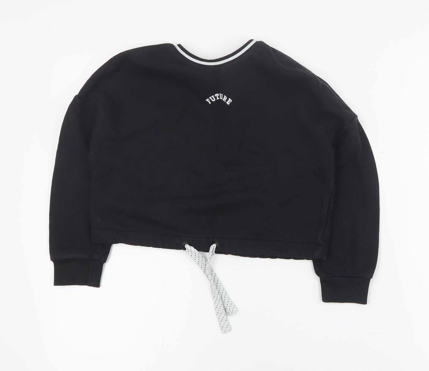 Marks and Spencer Girls Black  Cotton Pullover Sweatshirt Size 7-8 Years  Pullover - Cropped