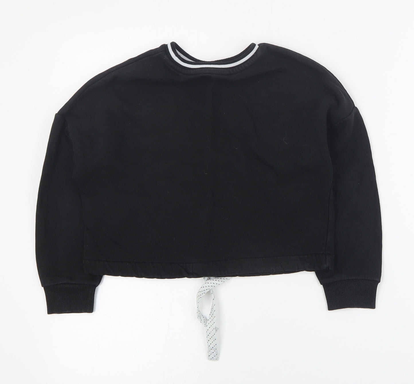 Marks and Spencer Girls Black  Cotton Pullover Sweatshirt Size 7-8 Years  Pullover - Cropped