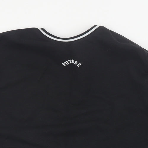 Marks and Spencer Girls Black  Cotton Pullover Sweatshirt Size 7-8 Years  Pullover - Cropped