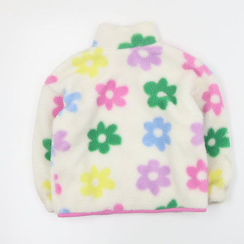 Primark Girls Ivory Floral  Jacket Coat Size 4-5 Years  Zip