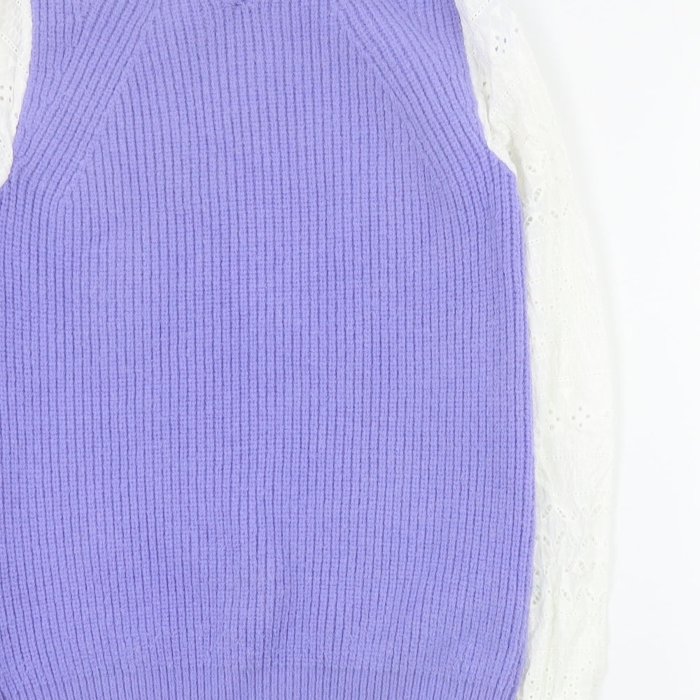 Gallery Womens Purple High Neck  Acrylic Pullover Jumper Size S