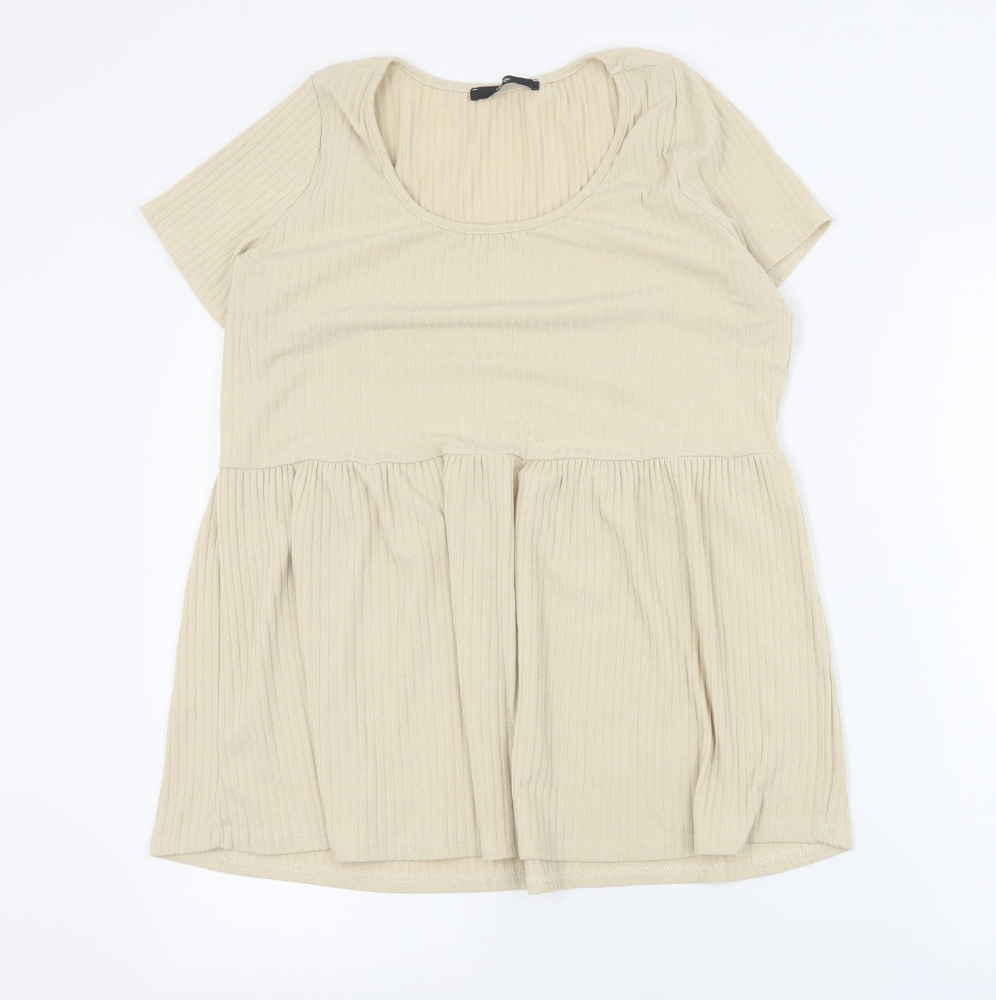 George Womens Beige  Polyester Basic T-Shirt Size 14 Round Neck - Ribbed