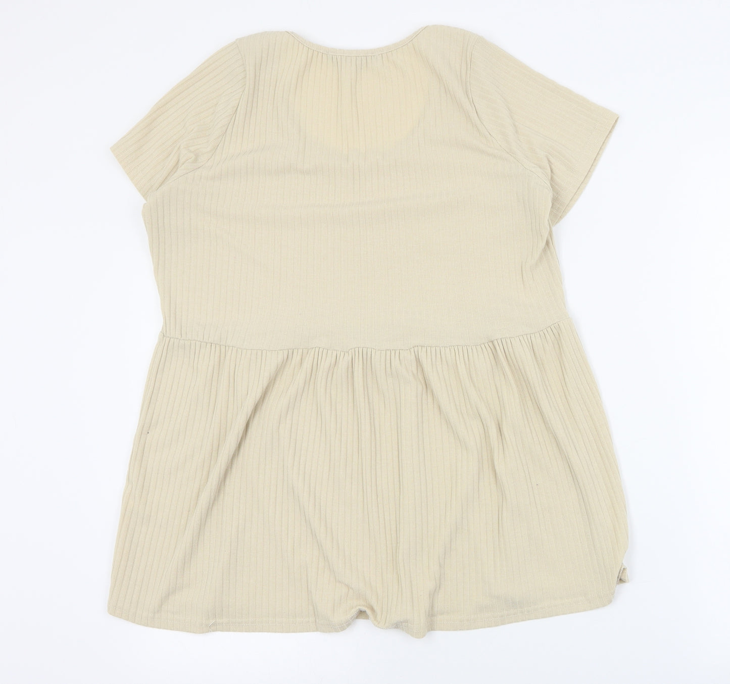 George Womens Beige  Polyester Basic T-Shirt Size 14 Round Neck - Ribbed