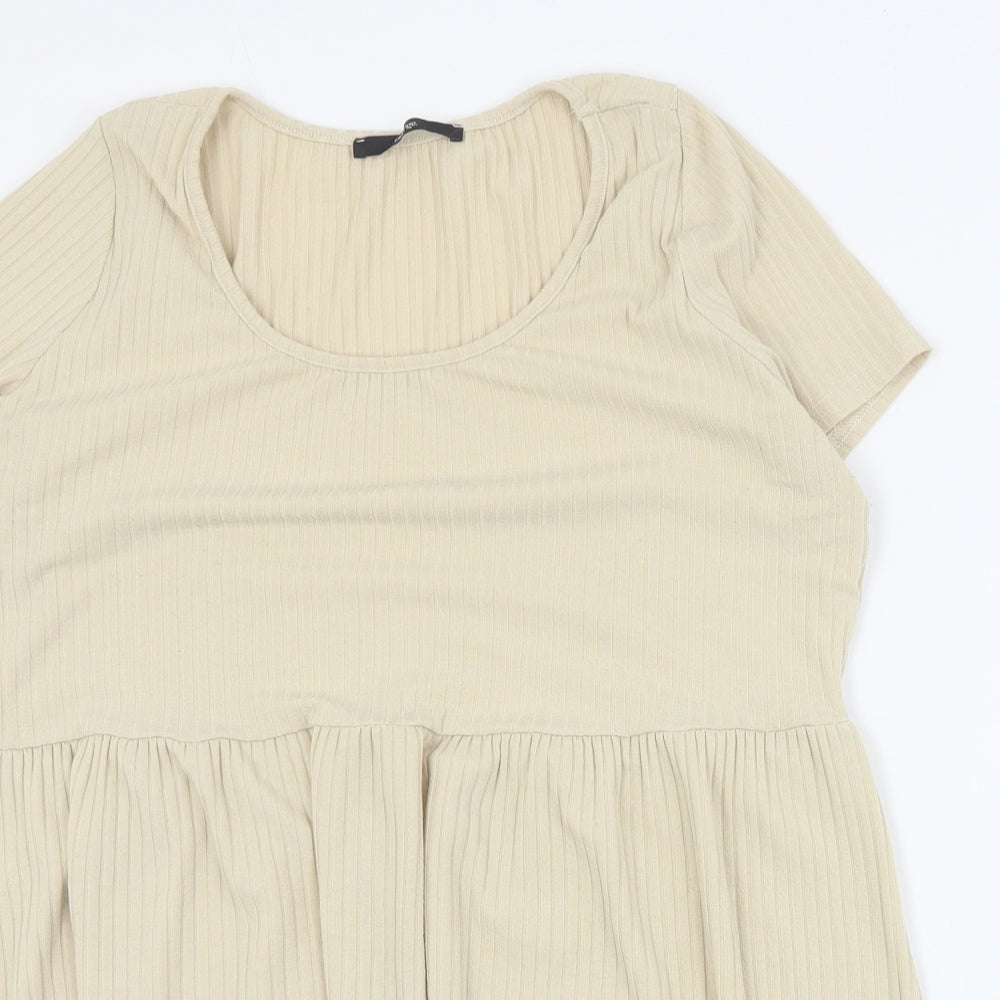 George Womens Beige  Polyester Basic T-Shirt Size 14 Round Neck - Ribbed