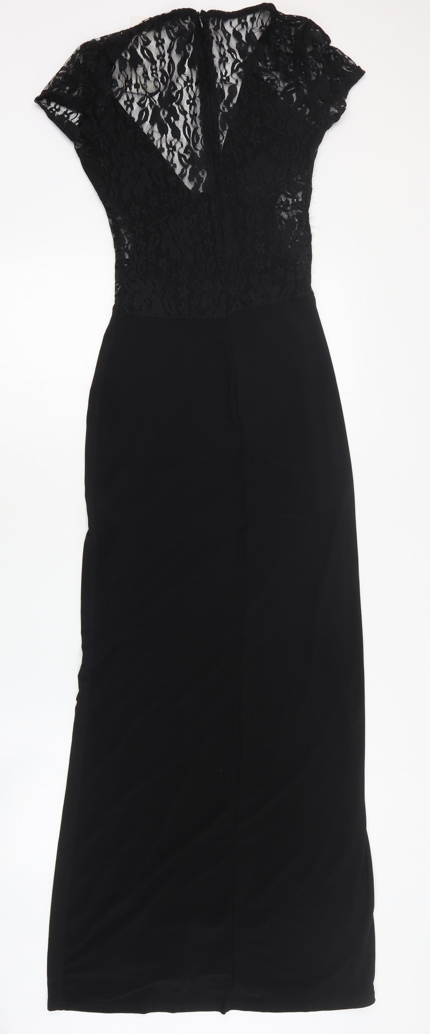 Boohoo Womens Black  Polyester Ball Gown  Size 8  V-Neck Zip