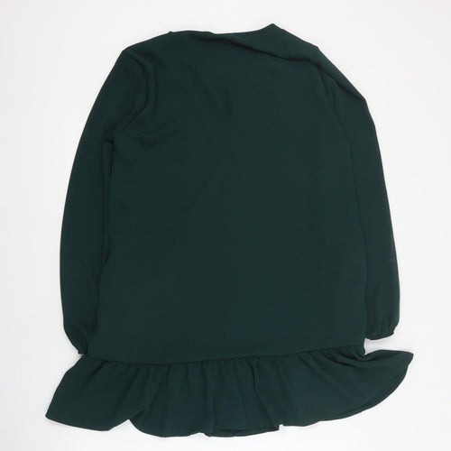 New Look Womens Green  Polyester Shift  Size 8  V-Neck Button