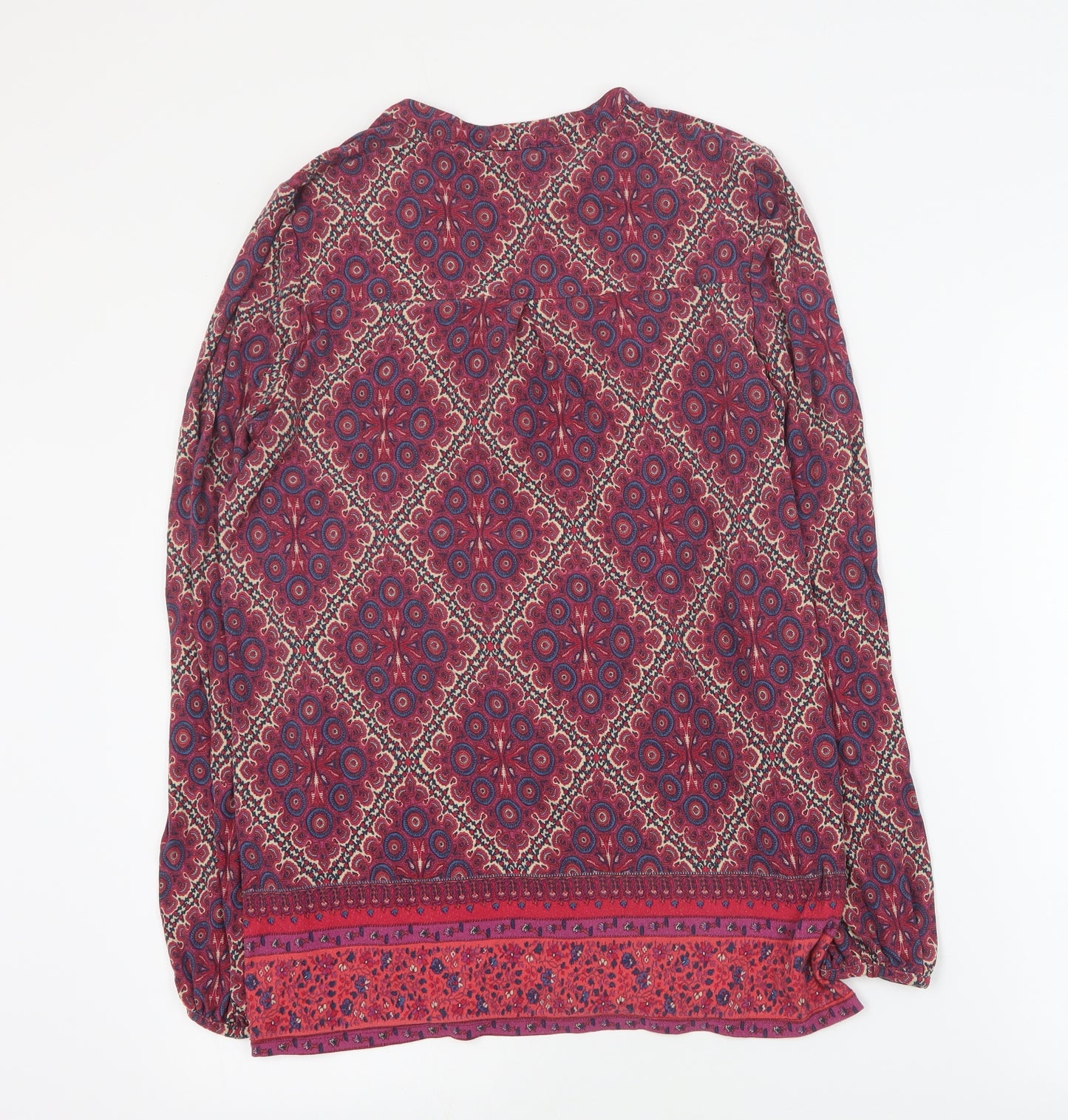 Monsoon Womens Pink Geometric Viscose Basic Blouse Size 14 V-Neck