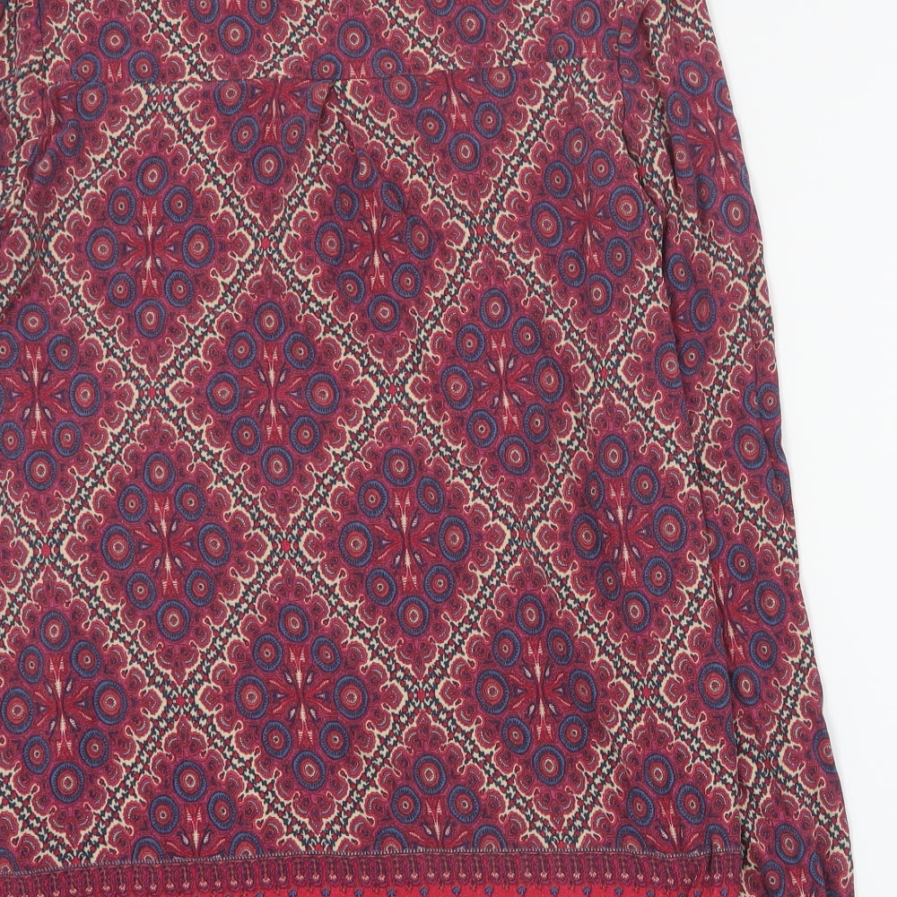 Monsoon Womens Pink Geometric Viscose Basic Blouse Size 14 V-Neck