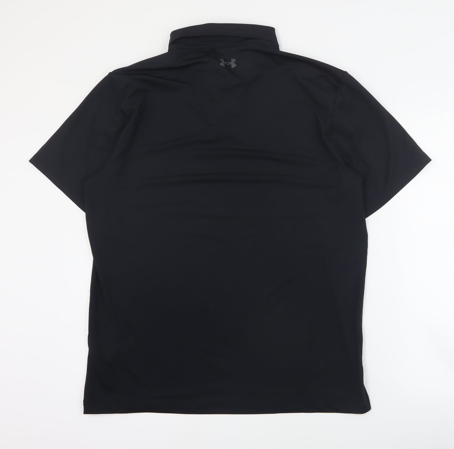 Under armour Mens Black  Polyester  Polo Size L Collared Button