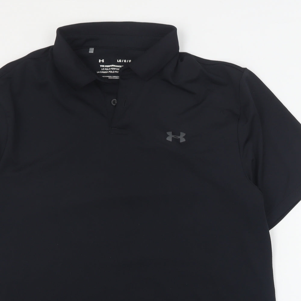 Under armour Mens Black  Polyester  Polo Size L Collared Button