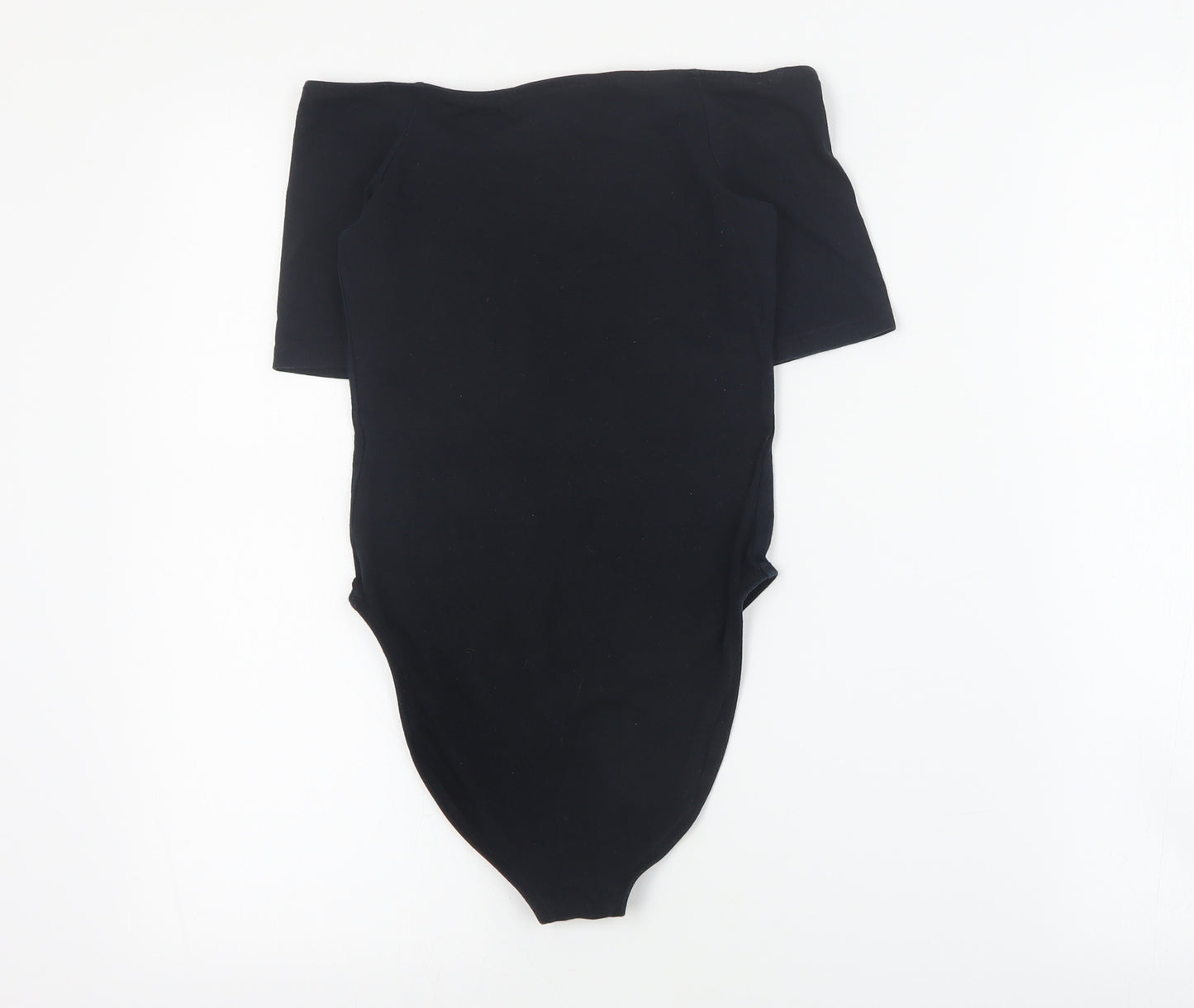 Miss Selfridge Womens Black  Cotton Bodysuit One-Piece Size 6 L8 in Snap