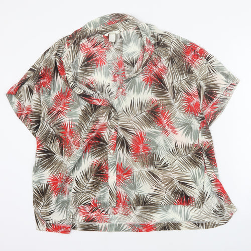 H&M Womens Red Geometric Viscose Basic Blouse Size 8 Collared - Leaf print