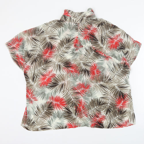 H&M Womens Red Geometric Viscose Basic Blouse Size 8 Collared - Leaf print