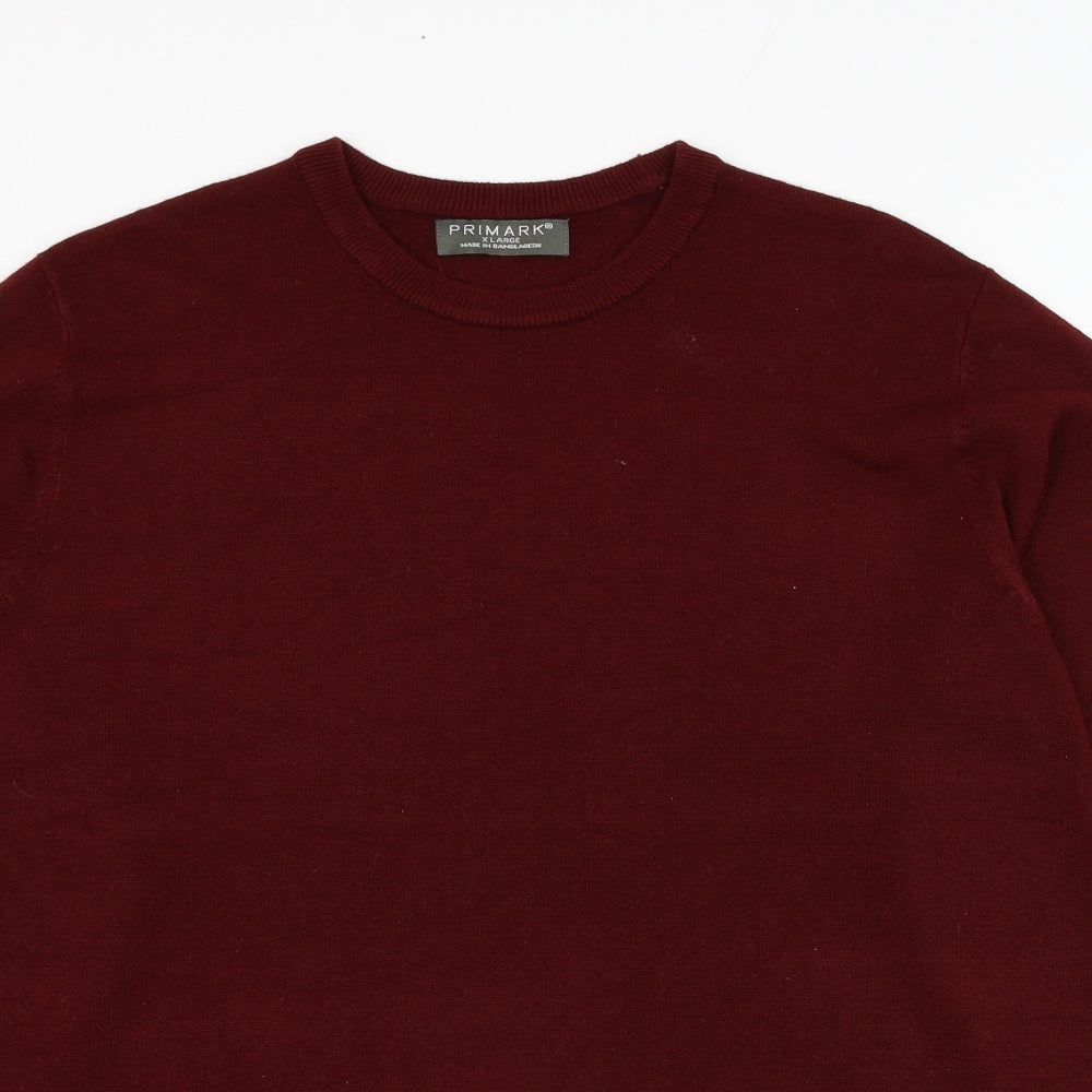 Primark Mens Red Round Neck  Acrylic Pullover Jumper Size XL