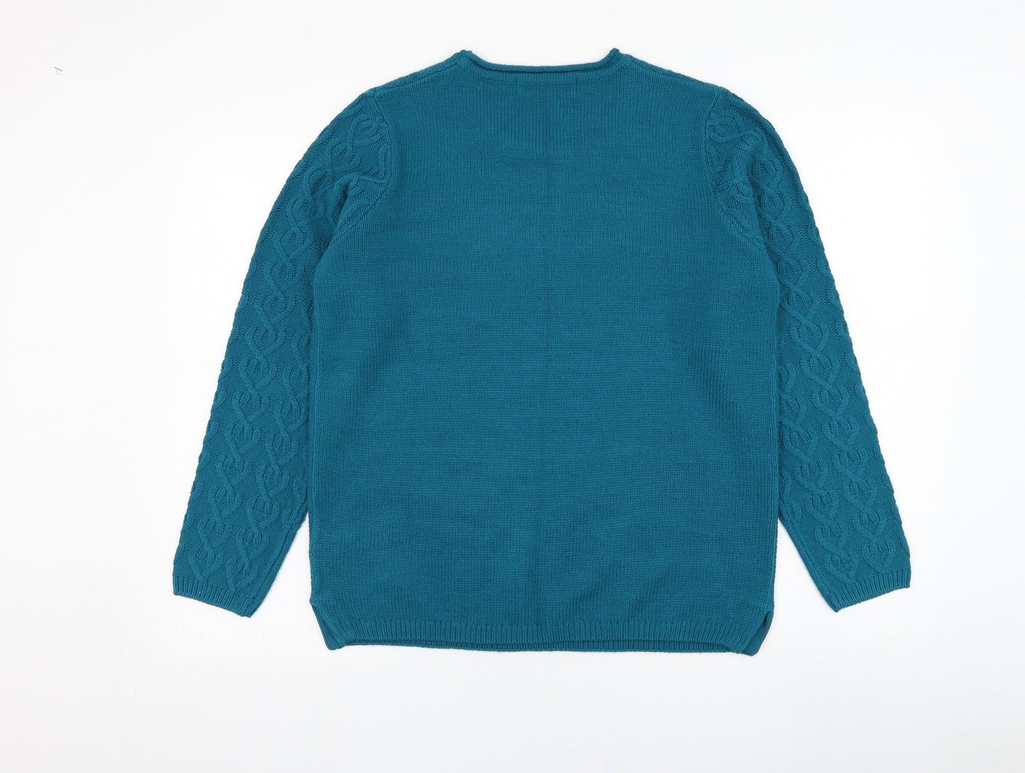 EWM Womens Blue Round Neck  Acrylic Pullover Jumper Size 14