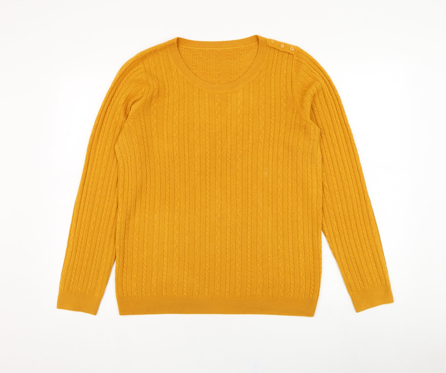 TU Womens Yellow Round Neck  Acrylic Pullover Jumper Size 14