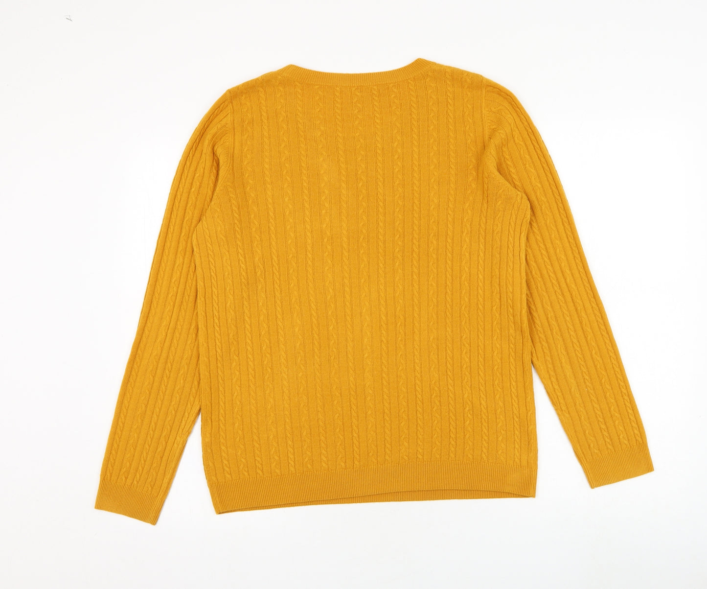TU Womens Yellow Round Neck  Acrylic Pullover Jumper Size 14