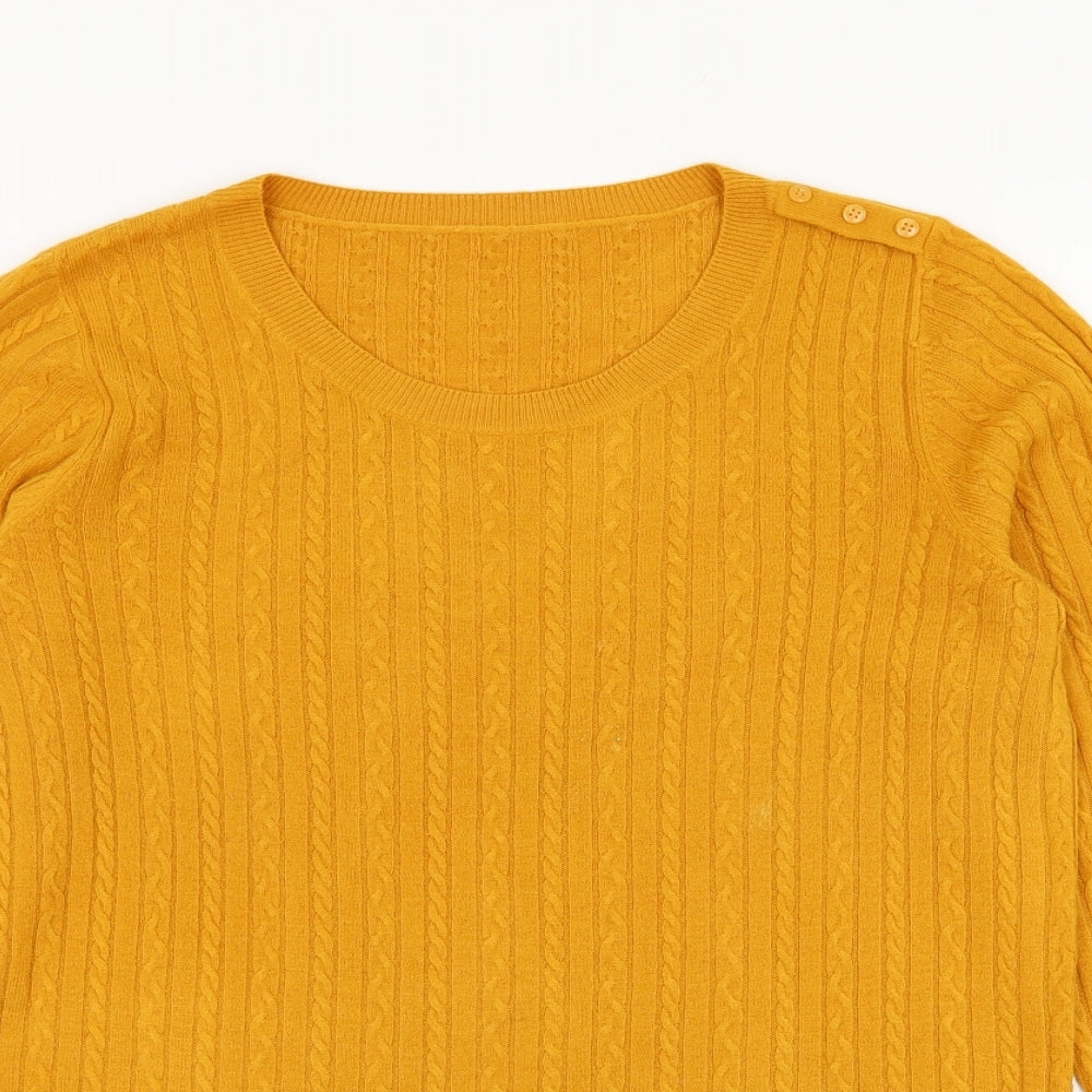 TU Womens Yellow Round Neck  Acrylic Pullover Jumper Size 14