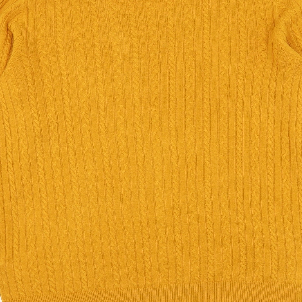 TU Womens Yellow Round Neck  Acrylic Pullover Jumper Size 14