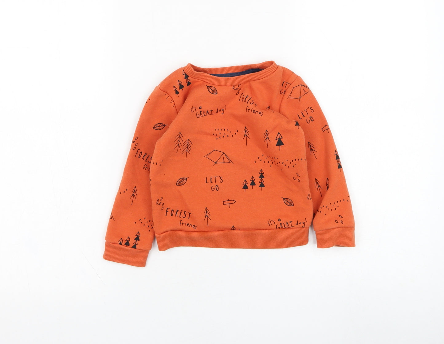 Primark Boys Orange  Cotton Pullover Jumper Size 18-24 Months  Pullover - Camping