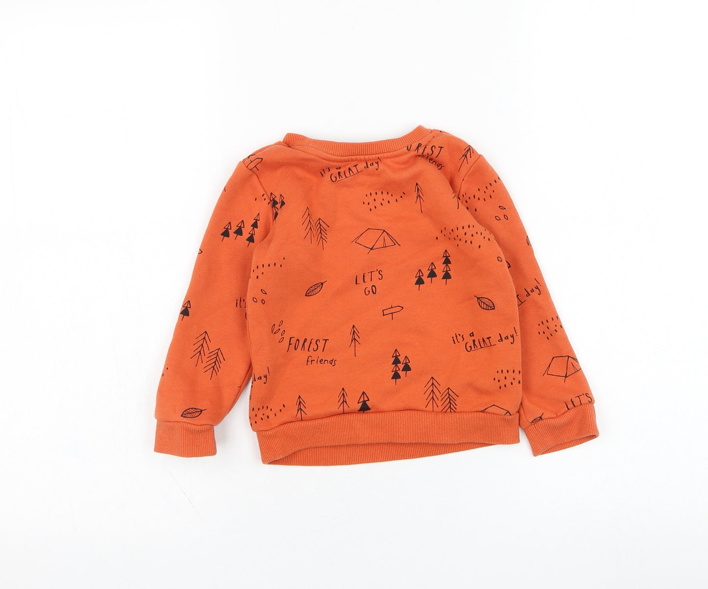 Primark Boys Orange  Cotton Pullover Jumper Size 18-24 Months  Pullover - Camping
