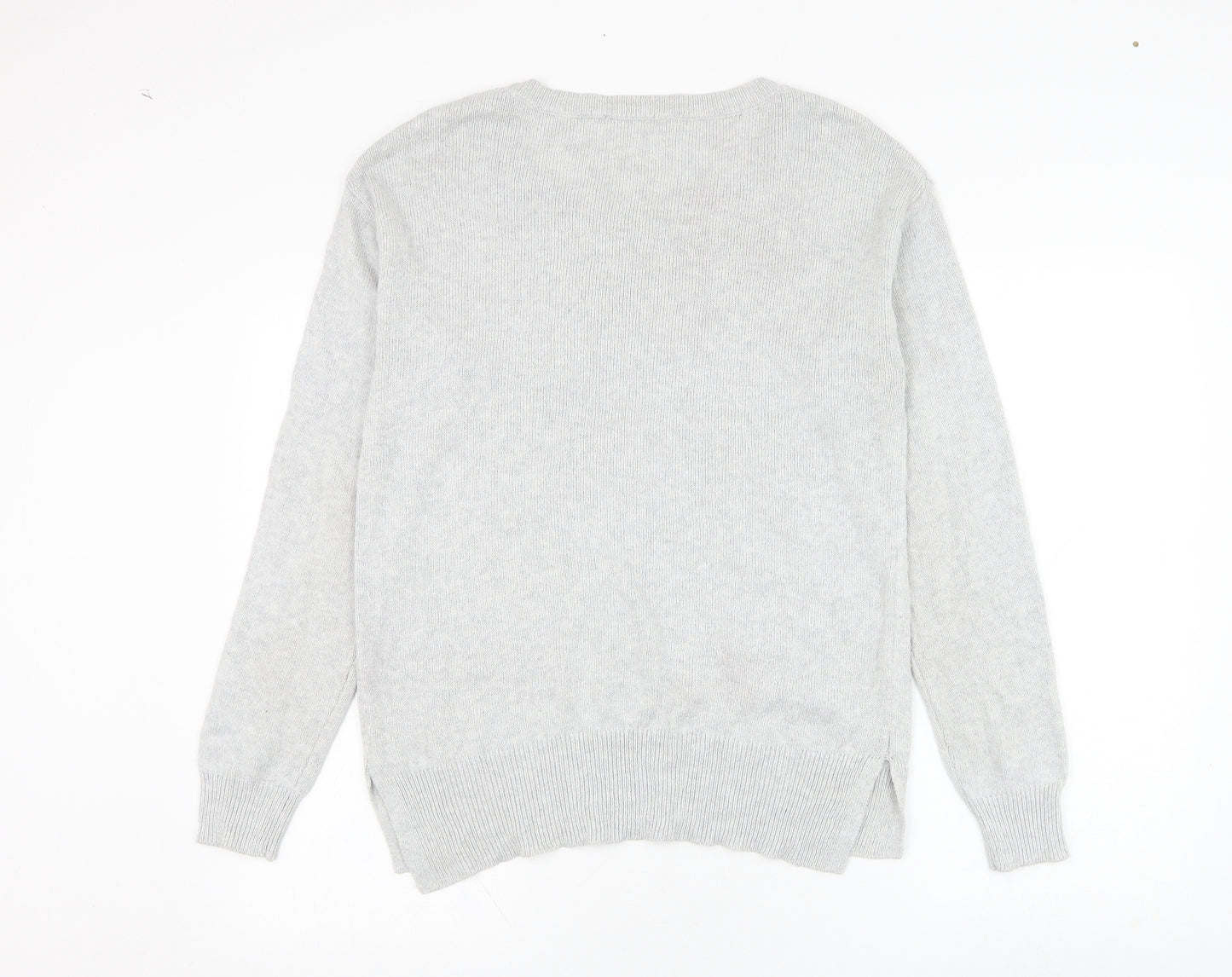 TU Womens Grey Round Neck  Cotton Pullover Jumper Size 14