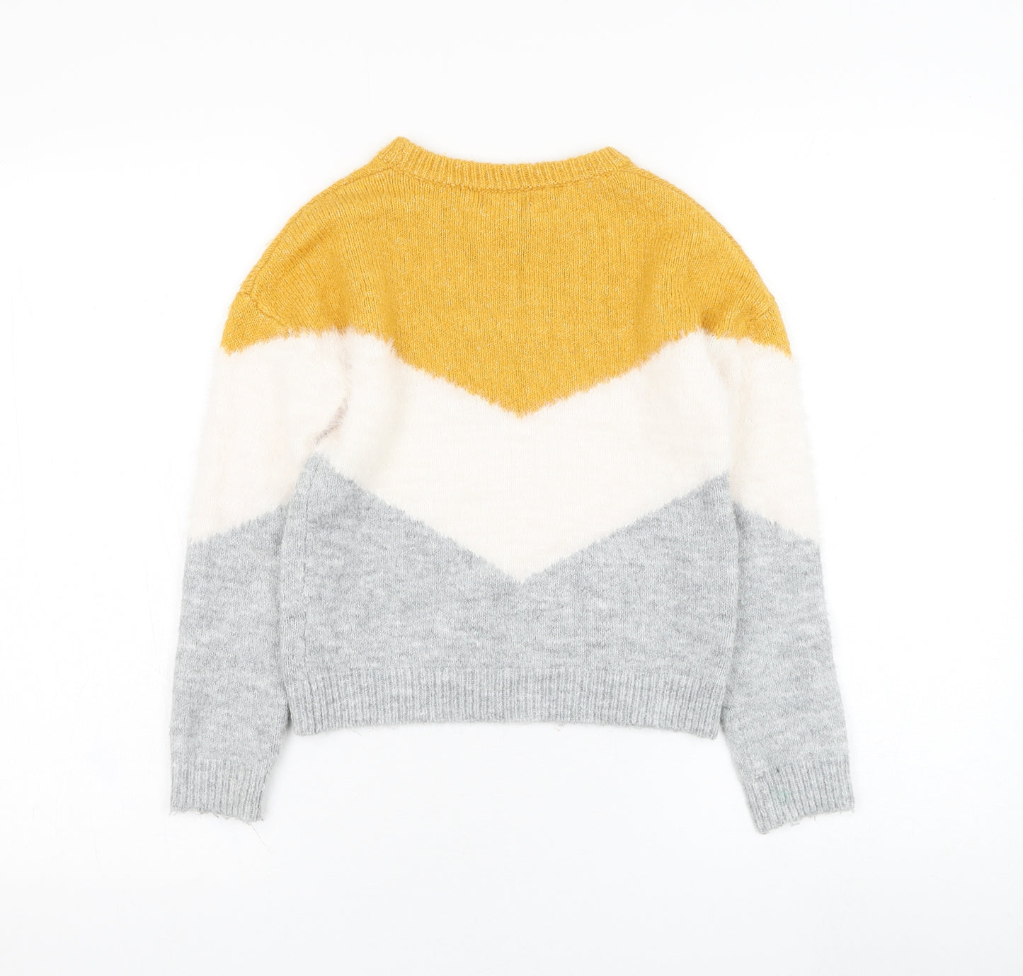 Primark Girls Grey Round Neck  Acrylic Pullover Jumper Size 8-9 Years  Pullover