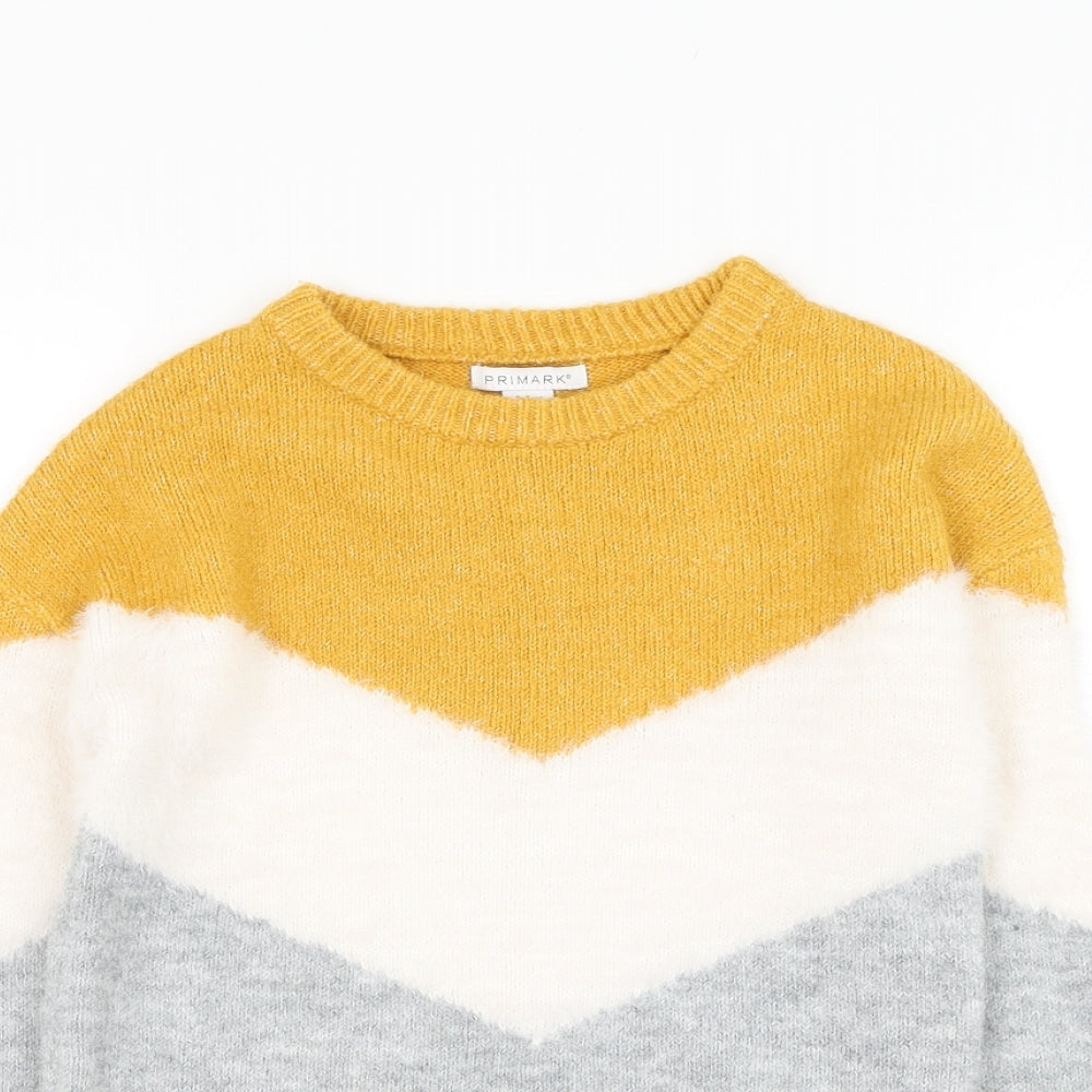 Primark Girls Grey Round Neck  Acrylic Pullover Jumper Size 8-9 Years  Pullover