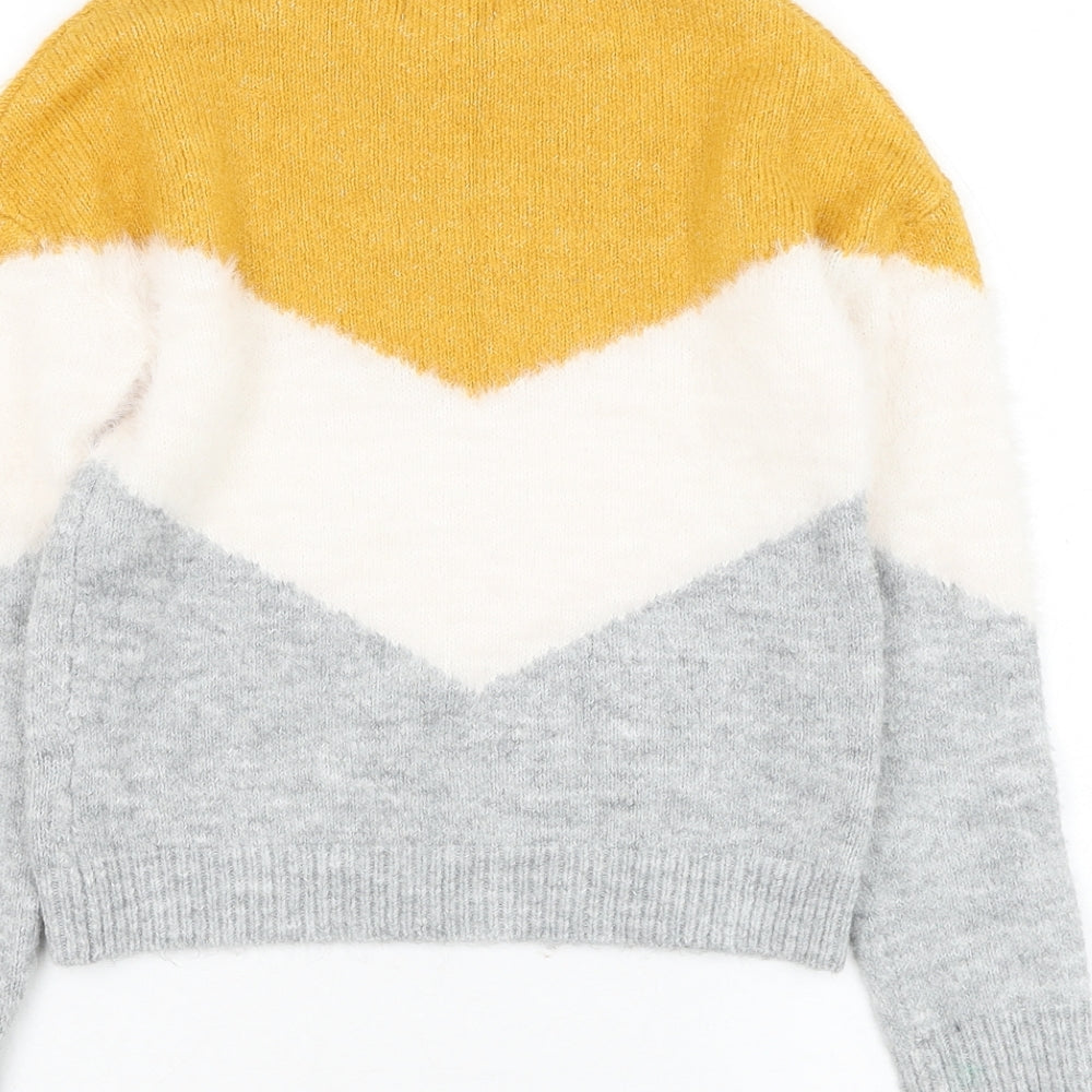 Primark Girls Grey Round Neck  Acrylic Pullover Jumper Size 8-9 Years  Pullover